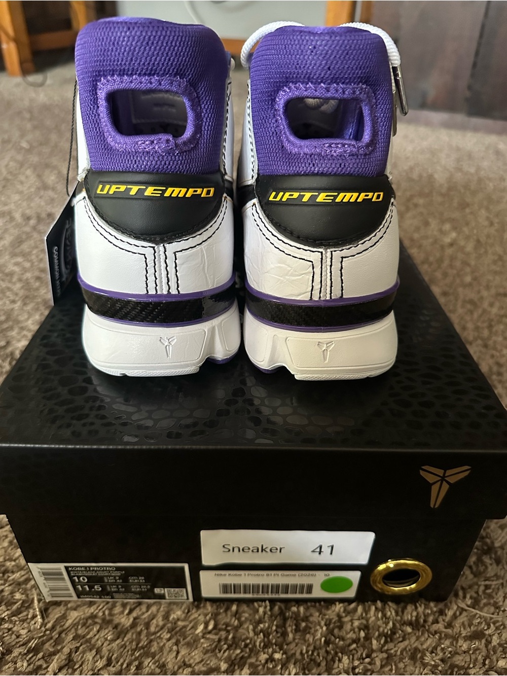 Nike Kobe 1 Protro Sneakers - White/Black/Court Purple - Picture 3 of 4